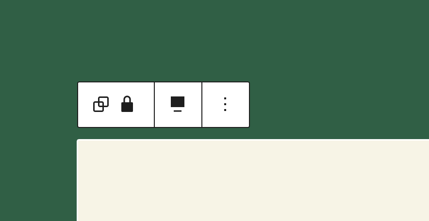 Block Toolbar showing a lock icon next to the block icon